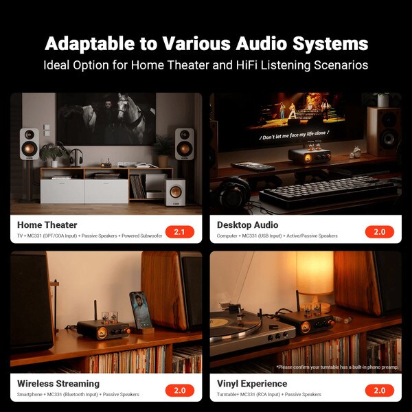 Main product image for Fosi Audio MC331 2.1 Tube Integrated Bluetooth Amplifier with DAC and VU Meter235-286